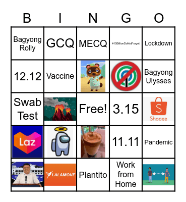 2020 Reminisce Bingo Card