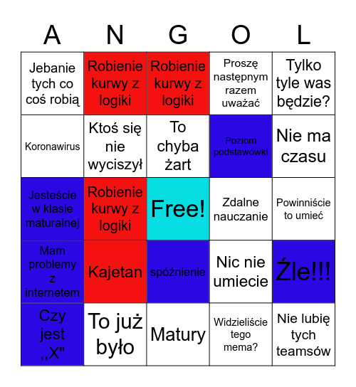 Angielski 2.0 Bingo Card