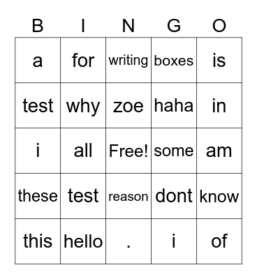 Untitled Bingo Card