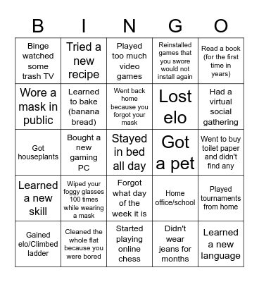 Corona Corona Bingo Card