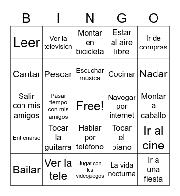 Spanish free time Bingo Card