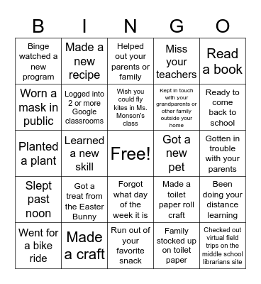 Corona Corona Bingo Card