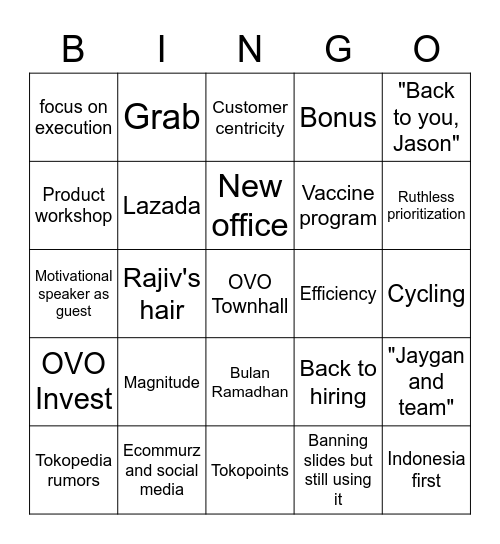 OVO TOWNHALL BINGO Card