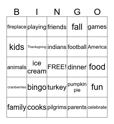 Thanksgiving Bingo Card