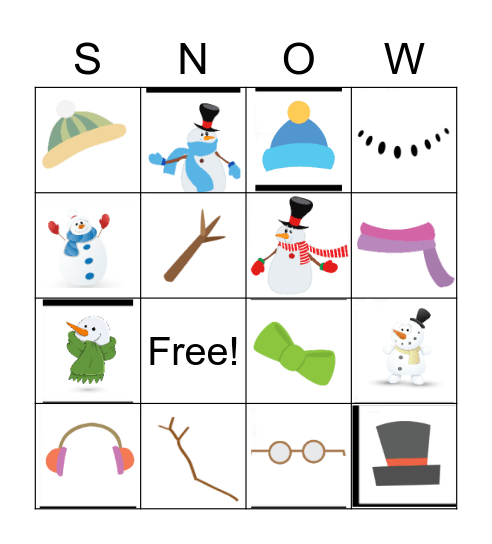 Snowman Bingo Card