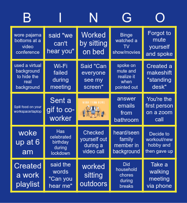 WFH BINGO Card