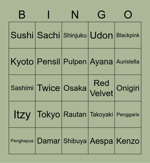 Punya Mikha. Bingo Card