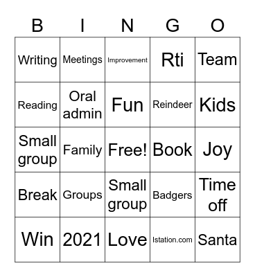 TCE Intervention Bingo Card