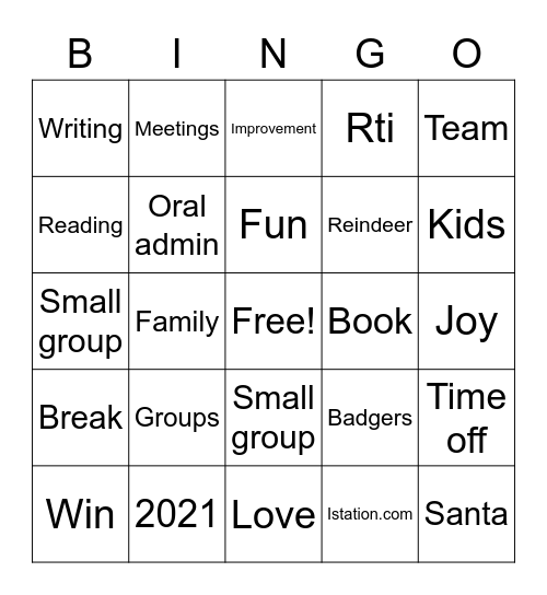 TCE Intervention Bingo Card