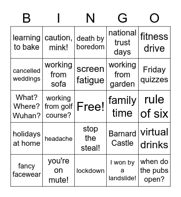 2020 Bingo Card