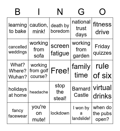 2020 Bingo Card