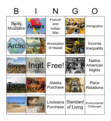 Unit 2 North America Bingo Card