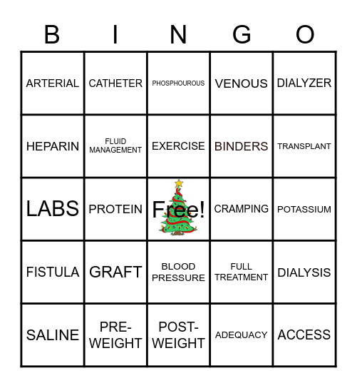 DIALYSIS BINGO Card