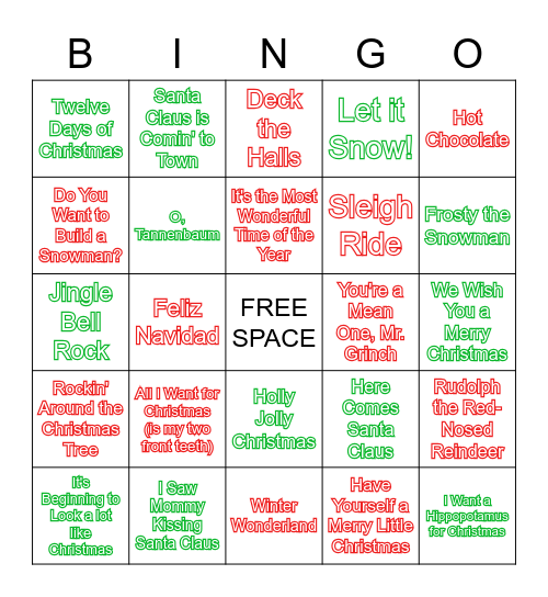 CHRISTMAS MUSIC Bingo Card