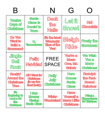 CHRISTMAS MUSIC Bingo Card