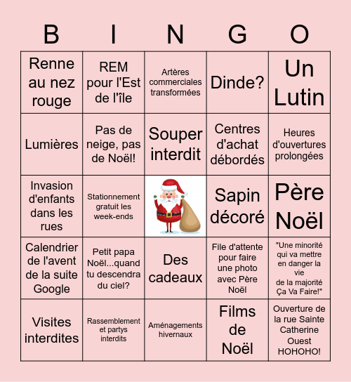 Noël à la Ville de Montréal Bingo Card
