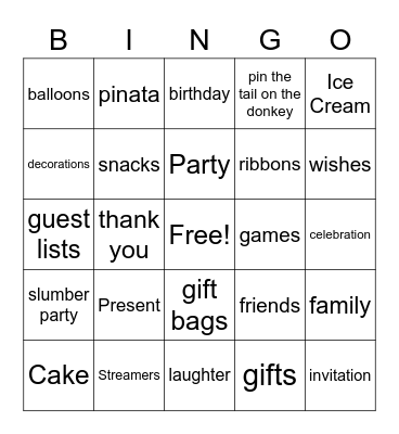 Birthday Bingo Card