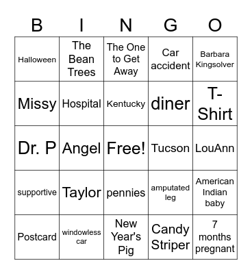 The Bean Trees Bingo Card