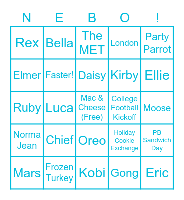 Nebo Holiday Bingo - Nebo Edition Bingo Card