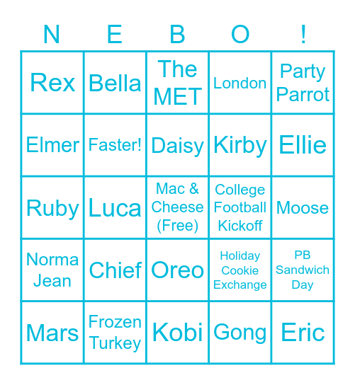 Nebo Holiday Bingo - Nebo Edition Bingo Card