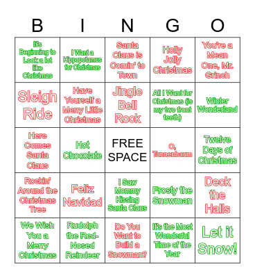 CHRISTMAS MUSIC Bingo Card