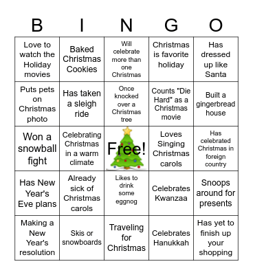 Holiday Bingo Card