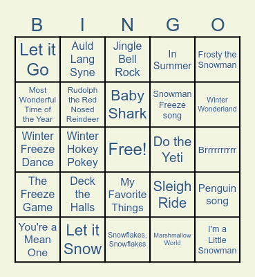 Winter Songs-2 Bingo Card