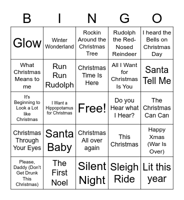 Christmas Music Bingo Card