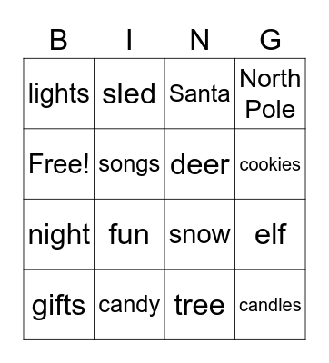 Happy Holidays! Bingo Card