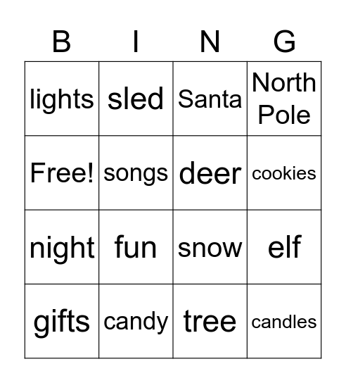 Happy Holidays! Bingo Card