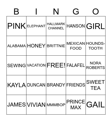 Brittnie is having a BABY!  Bingo Card