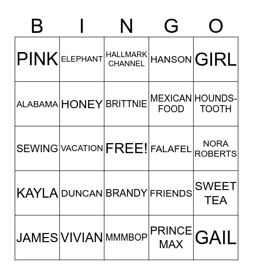 Brittnie is having a BABY!  Bingo Card