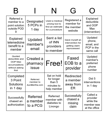 CHAOS BINGO! Bingo Card