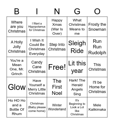 Christmas Music Bingo Card