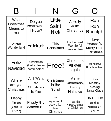 Christmas Music Bingo Card