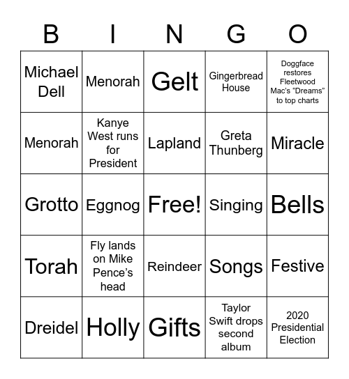 EOY Celebration Bingo Card