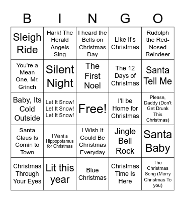 Christmas Music Bingo Card