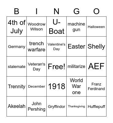 Social Studies Bingo Card