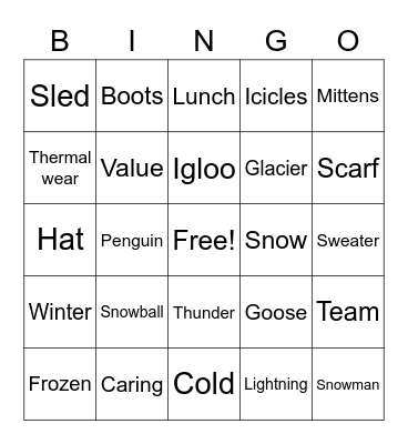 Winter Bingo Card