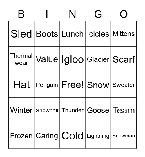 Winter Bingo Card