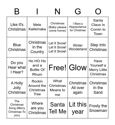 Christmas Music Bingo Card