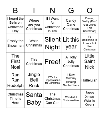 Christmas Music Bingo Card