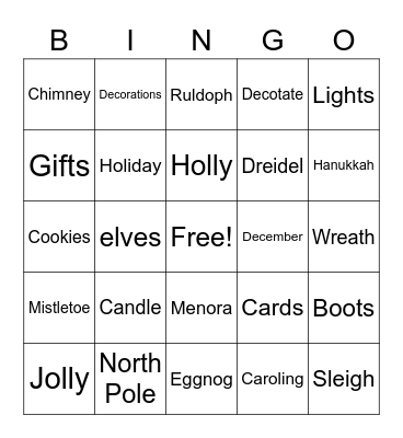 Holiday Bingo Card
