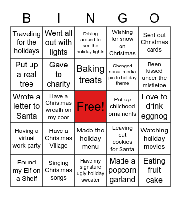 HOliday Bingo Card