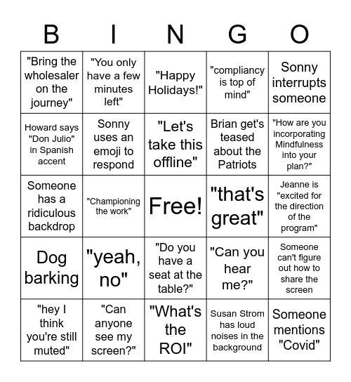 Mandatory Fun Bingo Card