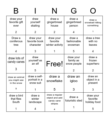 Winter Art BINGO Card