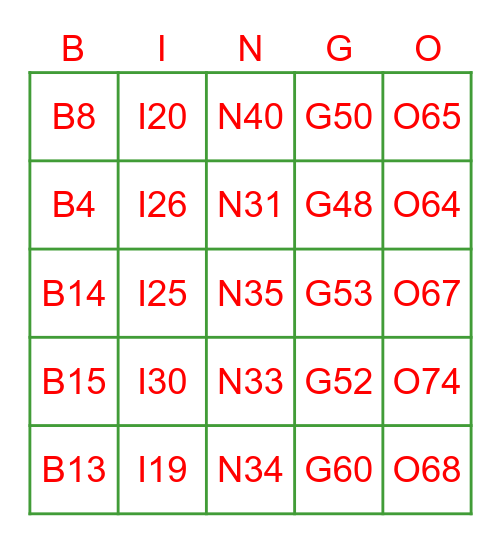 EQ BINGO NIGHT Bingo Card