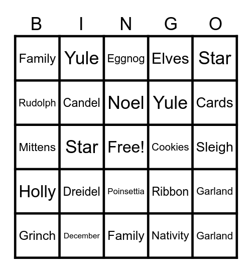 Holiday BINGOBoots Bingo Card