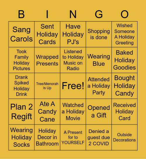 Holiday Team Bingo Card