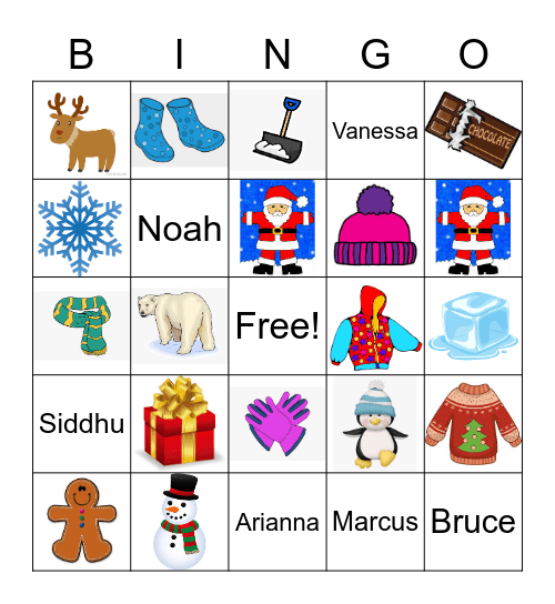 Winter Holiday Bingo Card